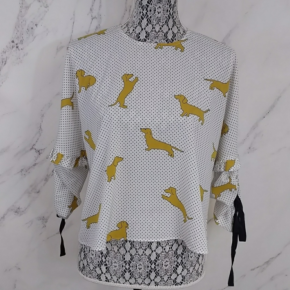 Cropped Gold Dachshund Blouse Zara